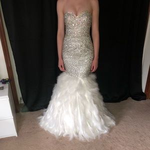 Jovani white and silver evening gown/prom dress/wedding dress